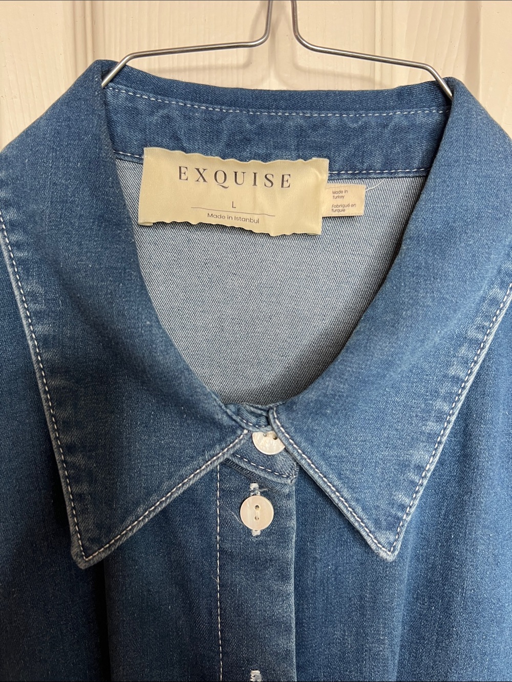 Tobie Shirt Dress by Exquise in Denim - Picture 2 of 4